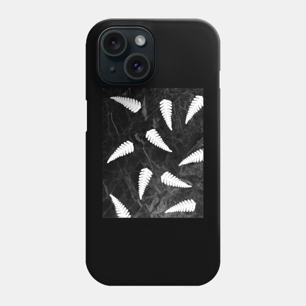 Ferns On Black Phone Case by RONSHOP