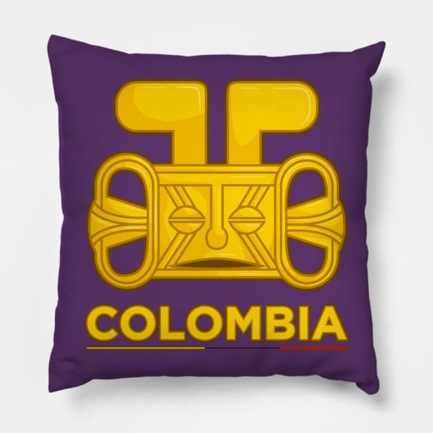 Ancient colombian indigenous golden representation of a rabbit Pillow by Drumsartco