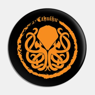 Cthulhu Logo Orange Pin