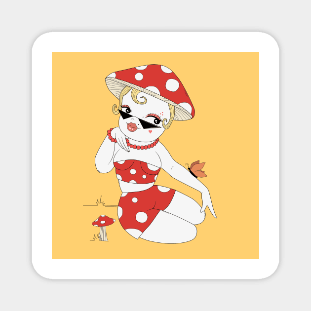 Mushroom Girl Magnet by thecaoan