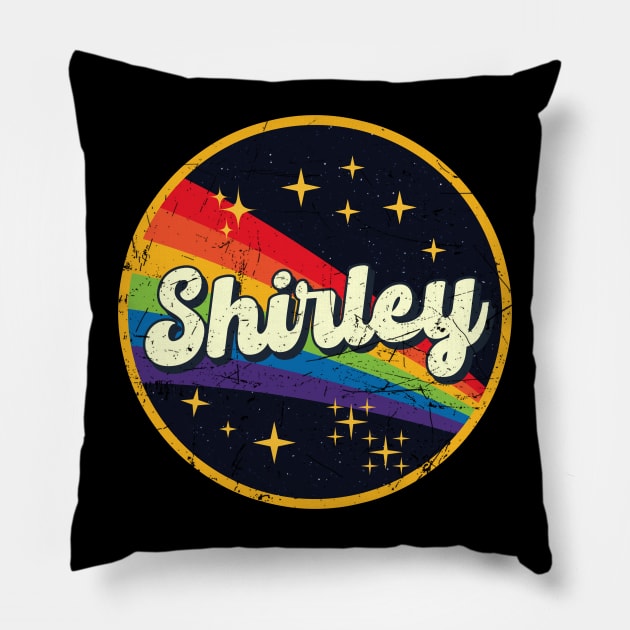 Shirley // Rainbow In Space Vintage Grunge-Style Pillow by LMW Art