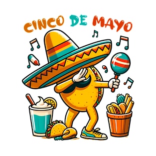 Maracas Cinco De Mayo Dabbing Taco Mexican Food Sombrero T-Shirt