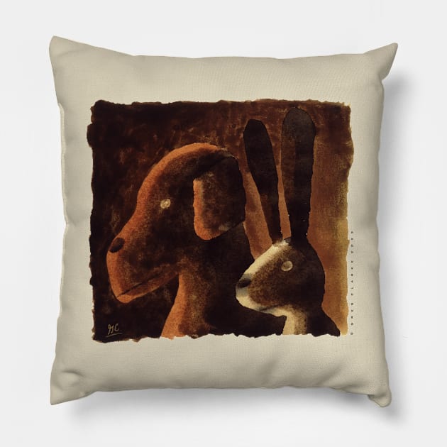 Lapin et Chien Pillow by GregClarke