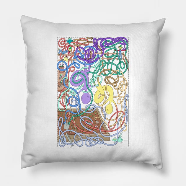 Mr Squiggly Planting Peas Pillow by becky-titus