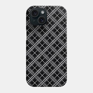 Check Pattern Stripes Shades of Grey and Black Phone Case