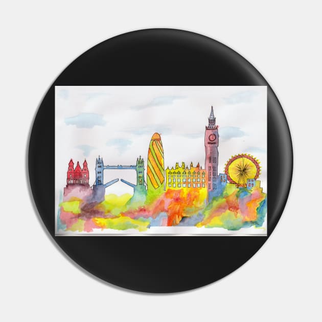 London Skyline Pin by acdlart