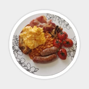 Food Eggs Bacon Mushroom Baked Beans Tomatoes Sausage Toast Cooked Breakfast Photo Magnet