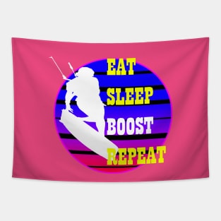 Eat Sleep Boost Repeat Female Kitesufer Retro Sunset Tapestry