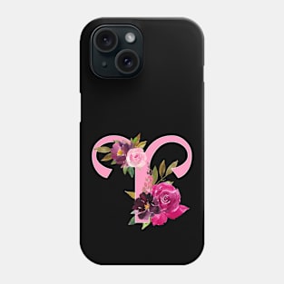 Aries Horoscope Zodiac Pink Flower Design Phone Case