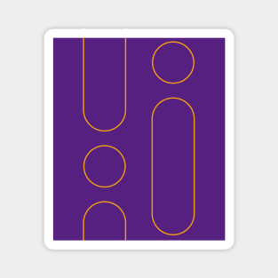 Purple background with orange oval and round shapes Magnet