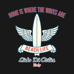 Lido Di Ostia surf slogan T-Shirt