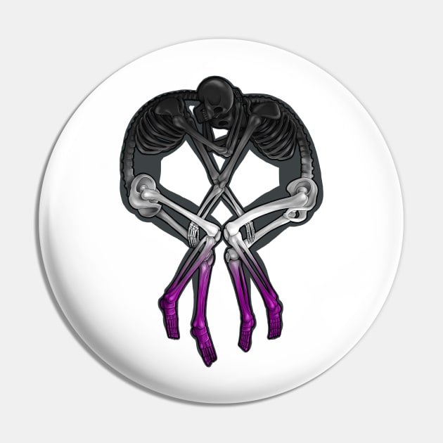 ASexual Flag Skeleton Love Pin by jeffective