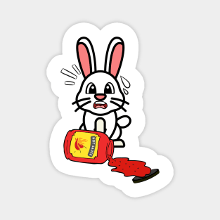 Cute Bunny Spills Hot Sauce Tabasco Magnet