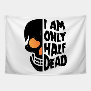 Halloween Half Dead Skull Tapestry