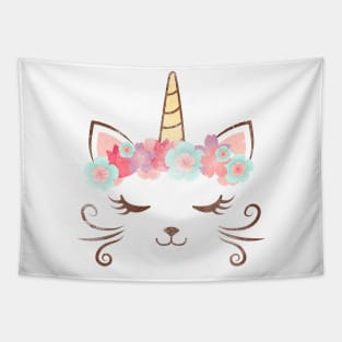 vintage Kawaii unicat, kitty kat, unicorn, flower crown, cute cat, cat party, unicat gift, cute unicorn, unicorn party, unicorncat, women's Tapestry