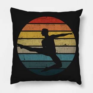 Dancer Silhouette On A Distressed Retro Sunset graphic Pillow