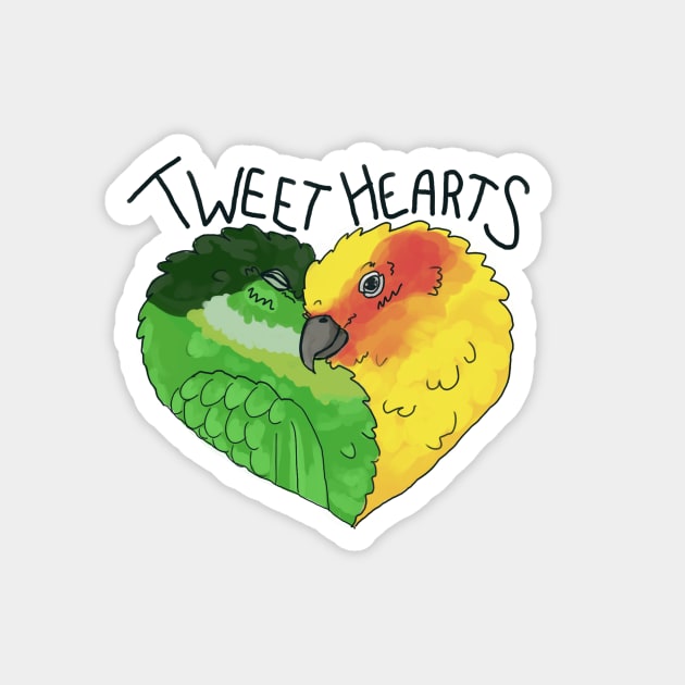 Tweet-Hearts, Birds in Love Design, Conures Magnet by sheehanstudios