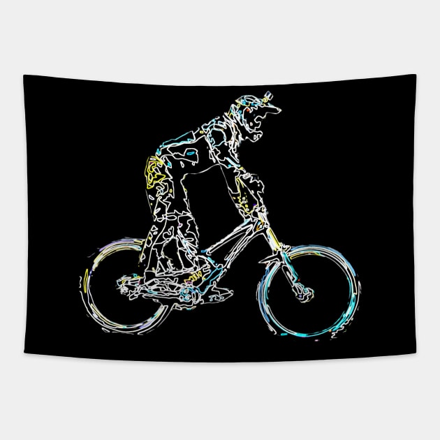 mtb downhill Tapestry by rickylabellevie