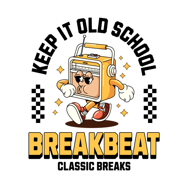 BREAKBEAT  - Keep It Old School Mascot (Black/Mustard) by DISCOTHREADZ 