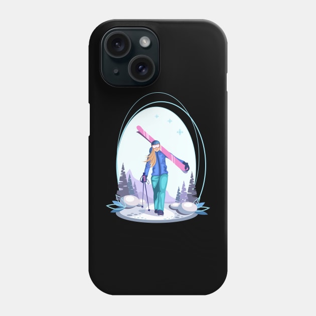 Skier Phone Case by Design by Arapova