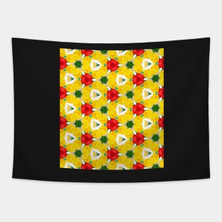 Yellow and Red Tulip Kaleidoscope Pattern 2 Tapestry