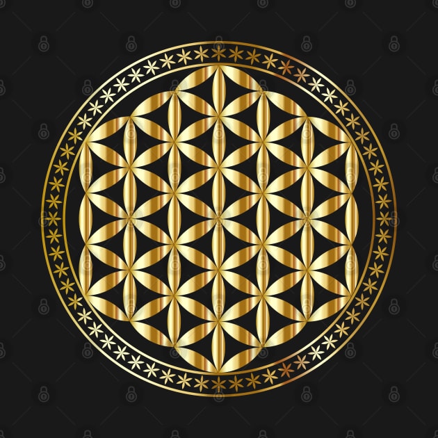 Flower of Life Sacred Geometry Gold Metal by Wareham Spirals