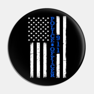 Thin Blue Line Police Officer Flag Pin