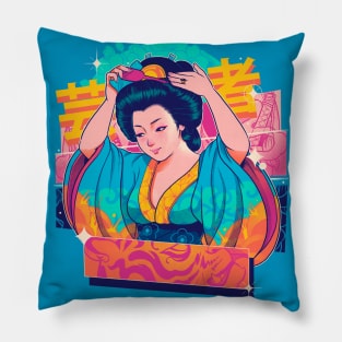 Geisha Preparing Coiffure Pillow