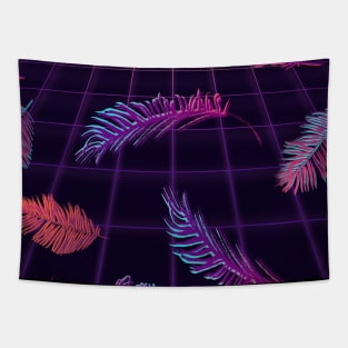 Synthwave Palm Leaves Aesthetic Tapestry