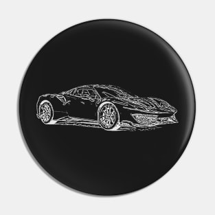 488 GTB Wireframe White Pin