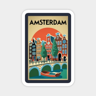 A Vintage Travel Art of Amsterdam - Netherlands Magnet