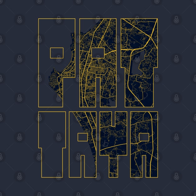 Pattaya, Thailand City Map Typography - Gold Art Deco by deMAP Studio