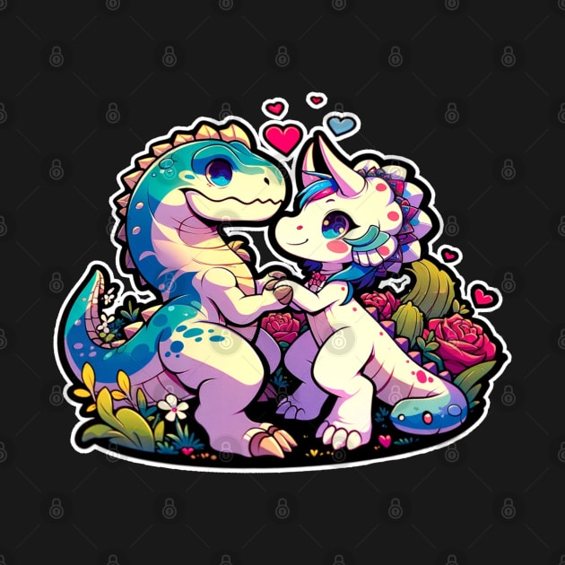 Anime Dinosaur Couple by OddHouse