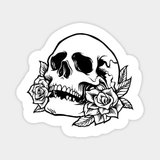 Drawn Skull with Roses Magnet