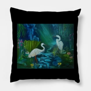 Egrets in the Mist Pillow