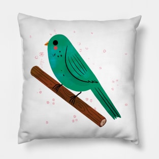 Kawaii Bird Painting Hand Drawn Pillow