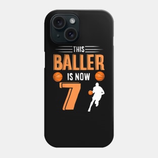 Kids 7Th Birthday Basketball This Baller Is Now 7 Phone Case