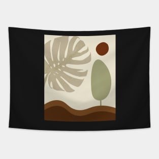 Minimal Modern  Abstract Shapes Abstarct Leaves Warm Tones  Design Tapestry