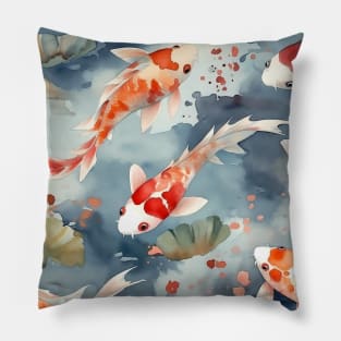 Koi fish in the pond. Pillow