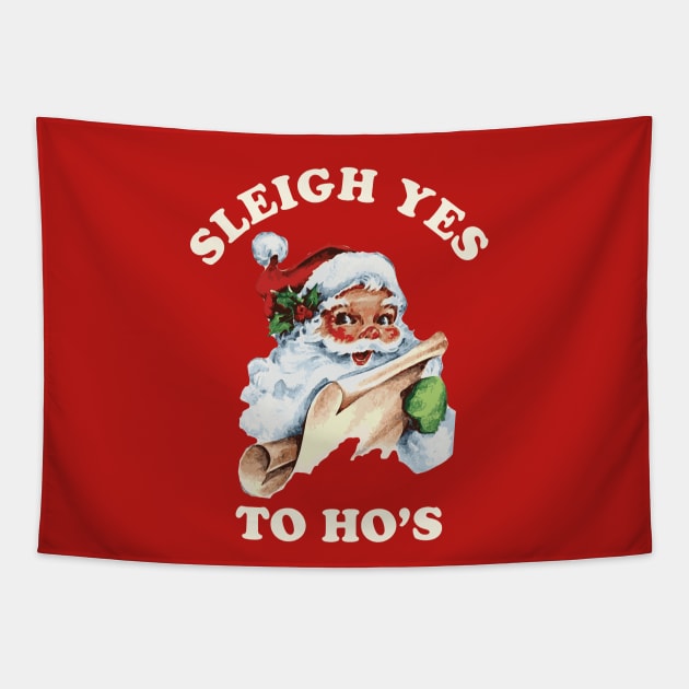 Vintage Christmas Santa Claus Face Sleigh Yes to Ho's Tapestry by PodDesignShop