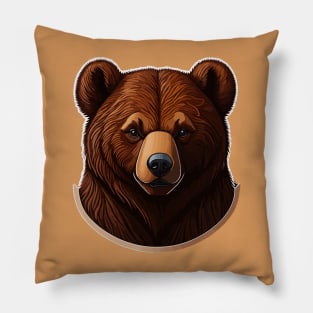 Grizzly Bear Portrait Pillow