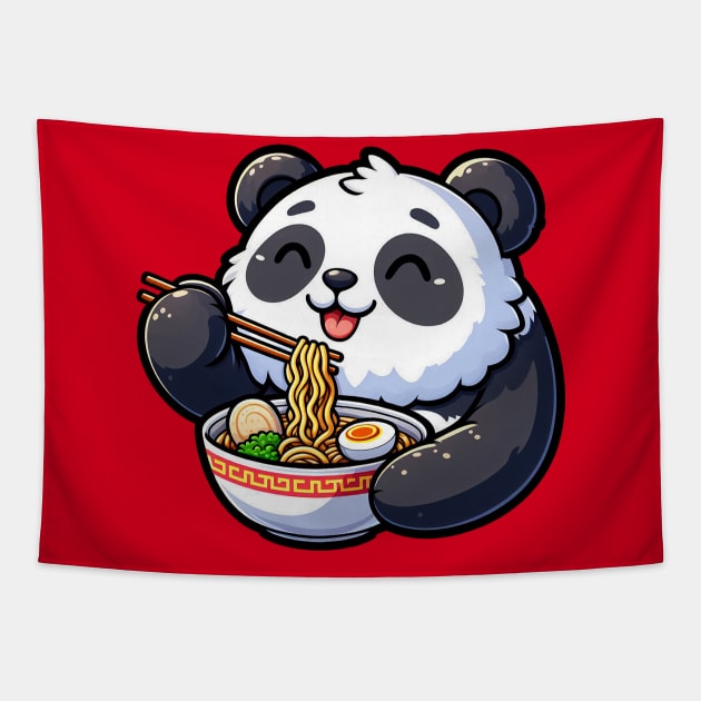 Panda Loves Ramen Tapestry by Plushism