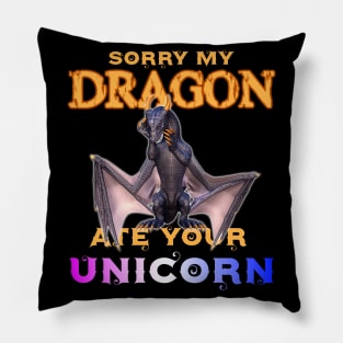 Fantasy Dragon ate cute dabbing Unicorn Pillow