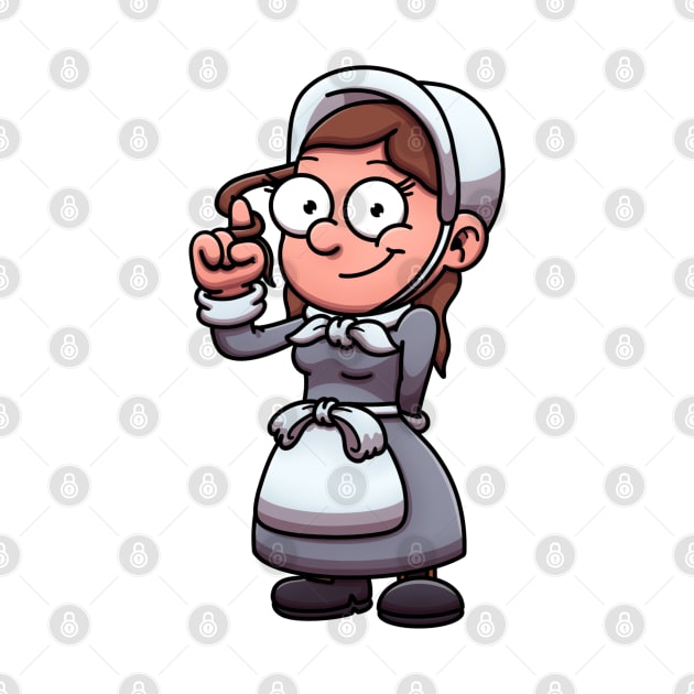 Cartoon Girl Wearing Pilgrim Clothes by TheMaskedTooner