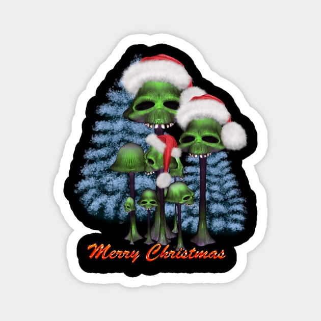 Merry christmas, funny mushroom skull with christmas hat Magnet by Nicky2342