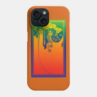 Art Nouveau Ladies (orange on blue/green) Phone Case