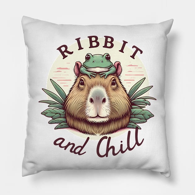 Ribbit and Chill Capybara with Frog Pillow by TheCloakedOak