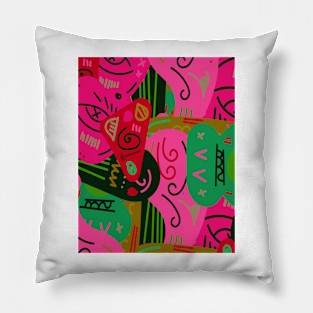 Jungle, abstract ethnic background in vibrant colors Pillow