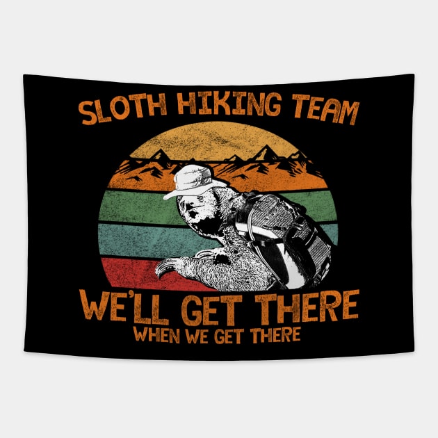 Sloth Hiking Team Tapestry by giovanniiiii