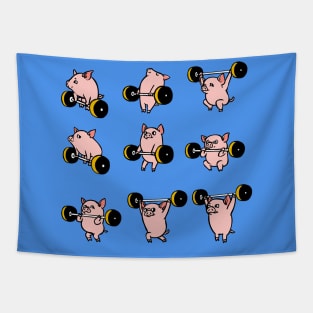 Olympic Lifting Pig Tapestry